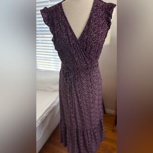 Elegant Purple Patterned Women's Wrap Dress